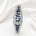 ALOMIQ Royal Sapphire Marquise CZ Bracelet – Silver Plated Luxury Statement Bracelet for Women