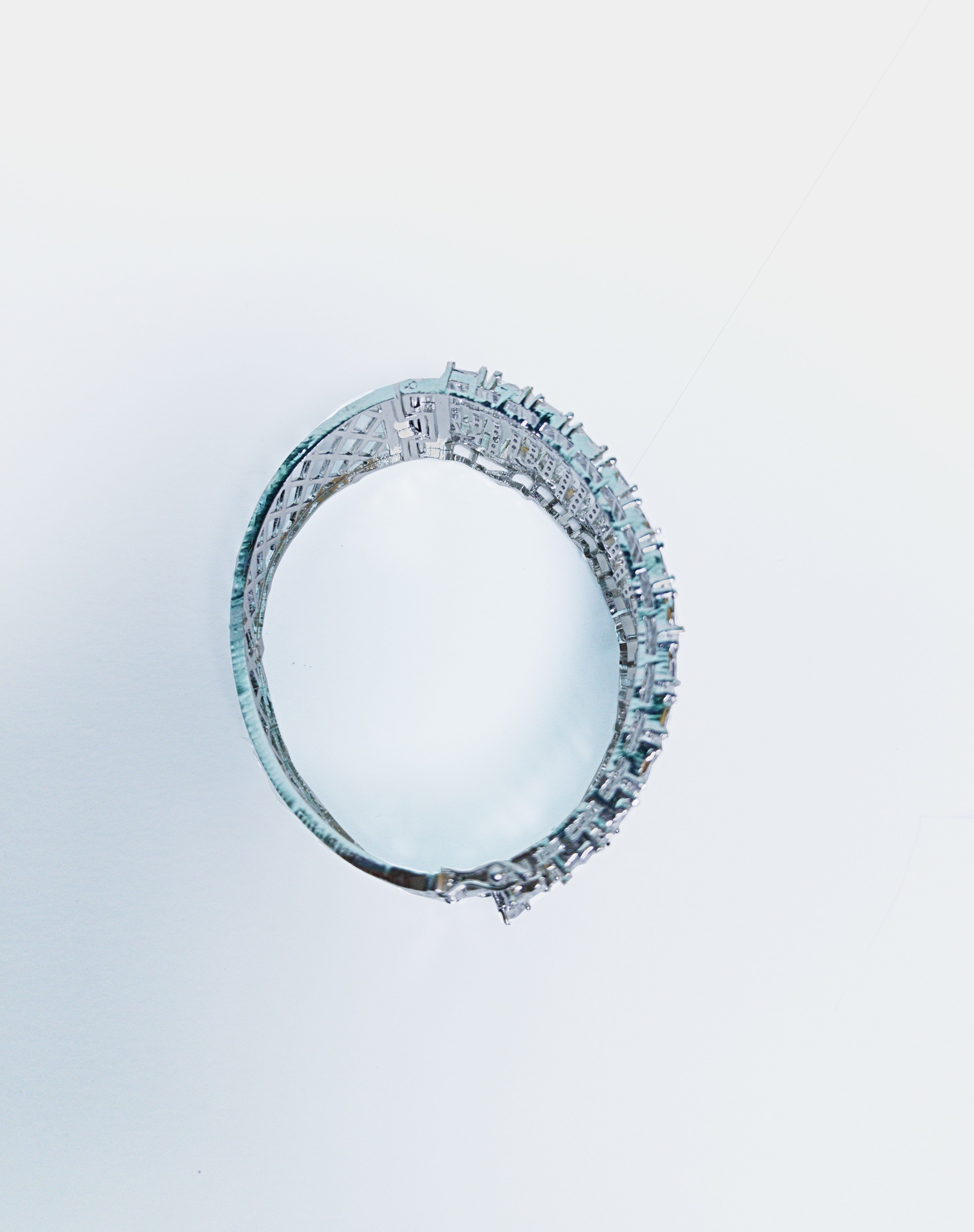 ALOMIQ 6A Grade American Diamond (CZ) Silver-Plated Tennis Bracelet for Women | Luxury White CZ Bracelet | Brass Party Wear Jewellery