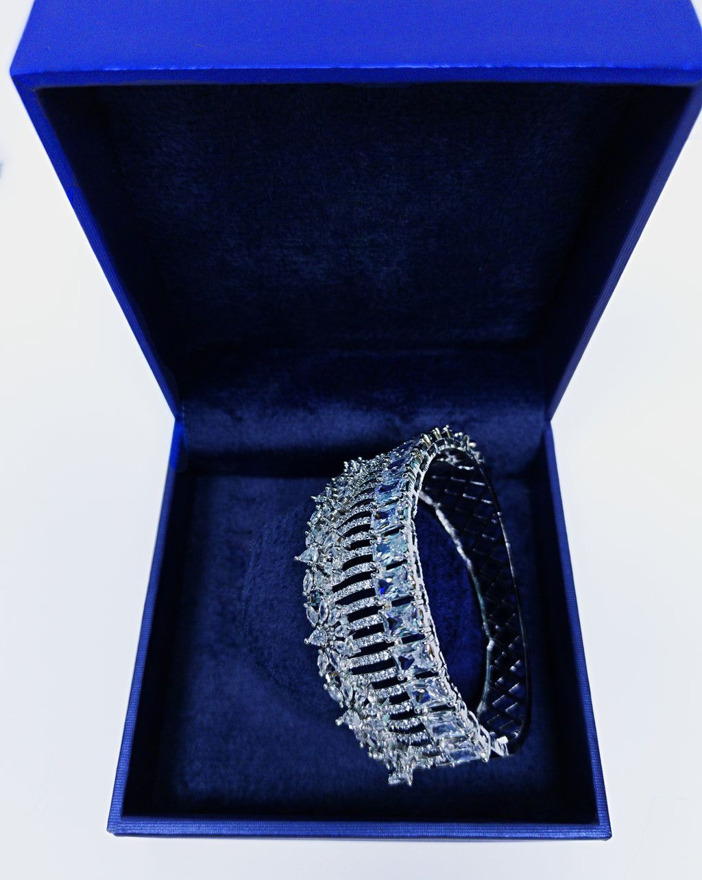 ALOMIQ 6A Grade American Diamond (CZ) Silver-Plated Tennis Bracelet for Women | Luxury White CZ Bracelet | Brass Party Wear Jewellery
