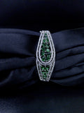 ALOMIQ Silver-Plated Green 3A CZ Floral Bracelet for Women | Brass Base | Emerald Green Cubic Zirconia