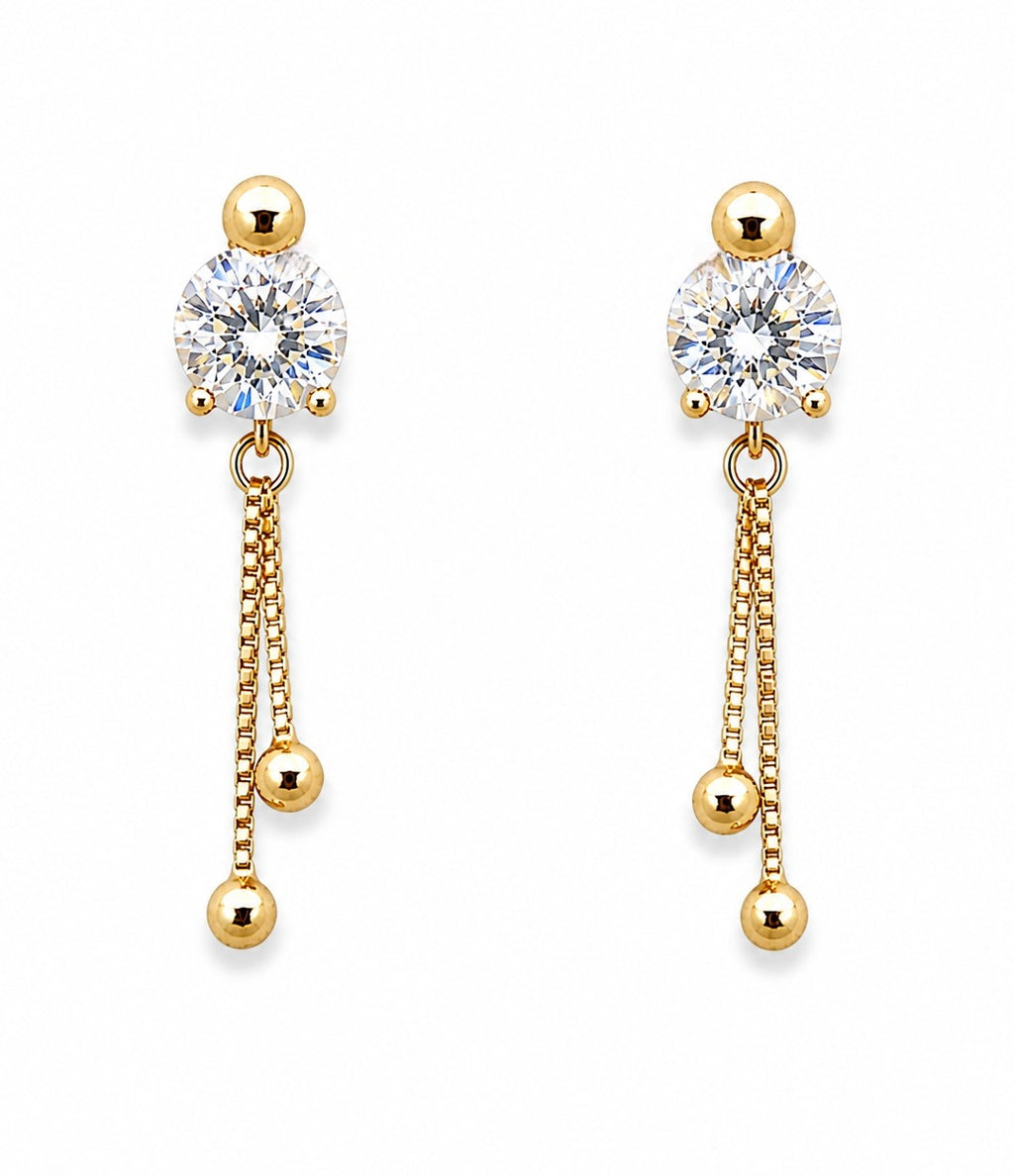 ALOMIQ Royal Solitaire Crystal Tassel Earrings | Elegant Party Wear Earrings