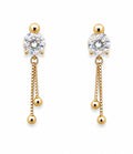 ALOMIQ Royal Solitaire Crystal Tassel Earrings | Elegant Party Wear Earrings
