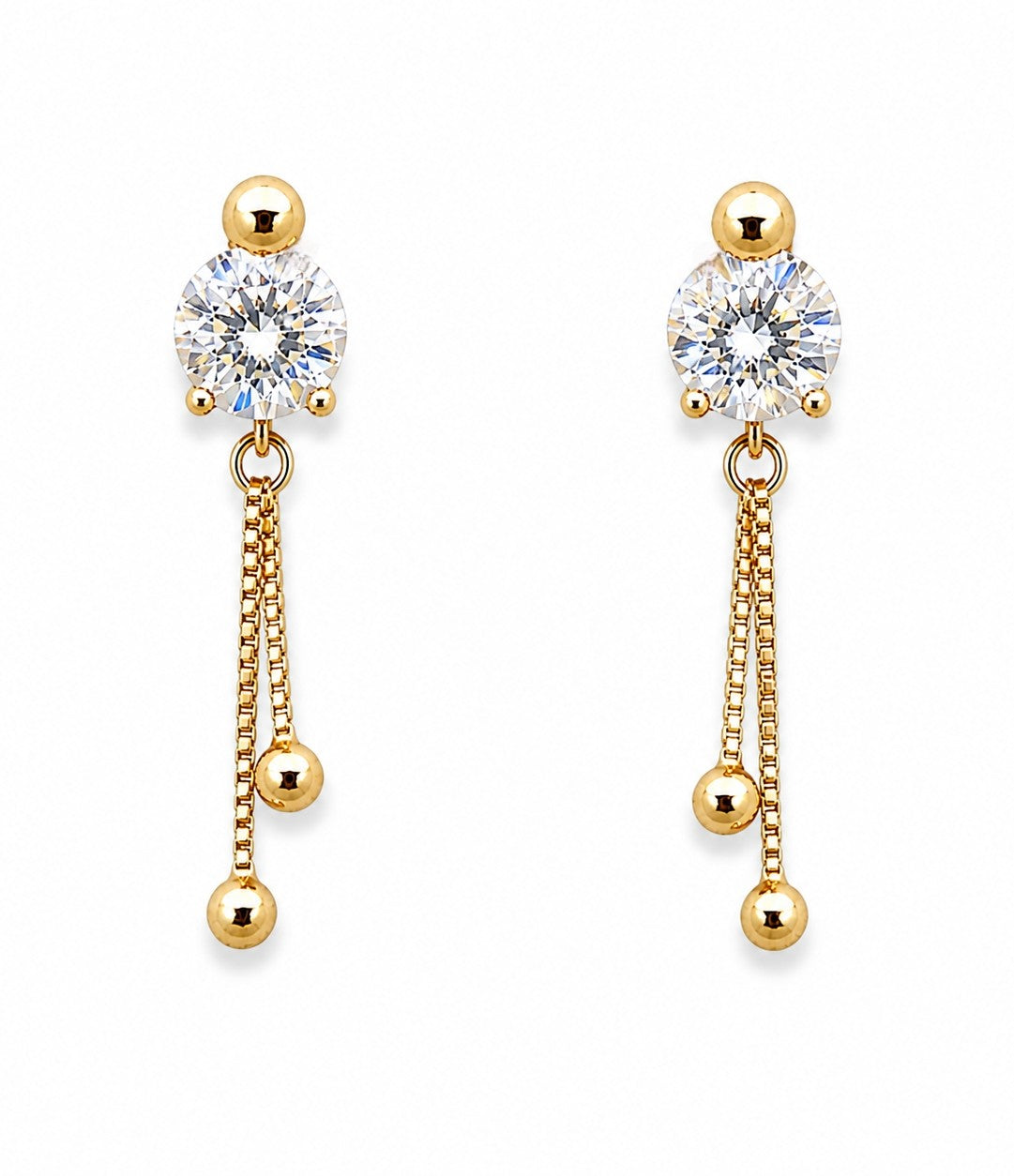 ALOMIQ Royal Solitaire Crystal Tassel Earrings | Elegant Party Wear Earrings