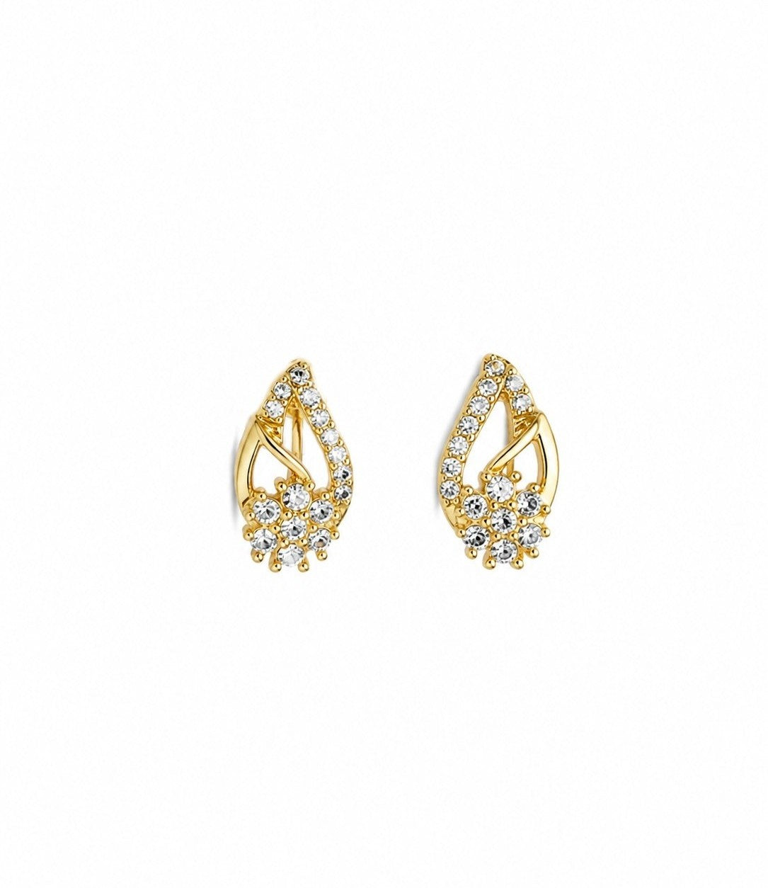 ALOMIQ Luxury Crystal Floral Stud Earrings for Women | Gold Plated Designer Earrings