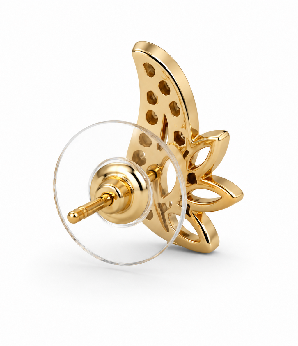 ALOMIQ Luxury Crystal Floral Stud Earrings for Women | Gold Plated Designer Earrings