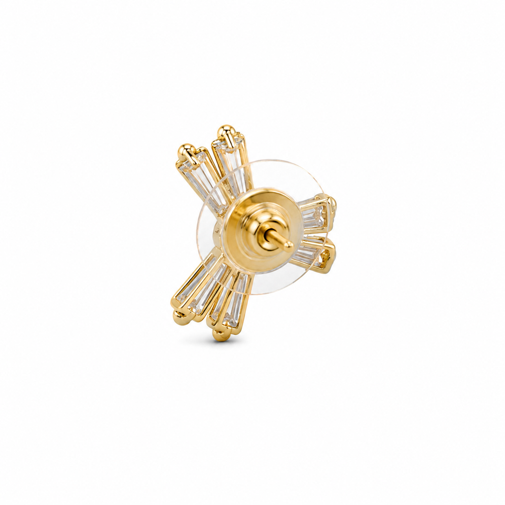 Gold Plated Crystal Ear Stud | Elegant Geometric Ear Drop for Women & Girls