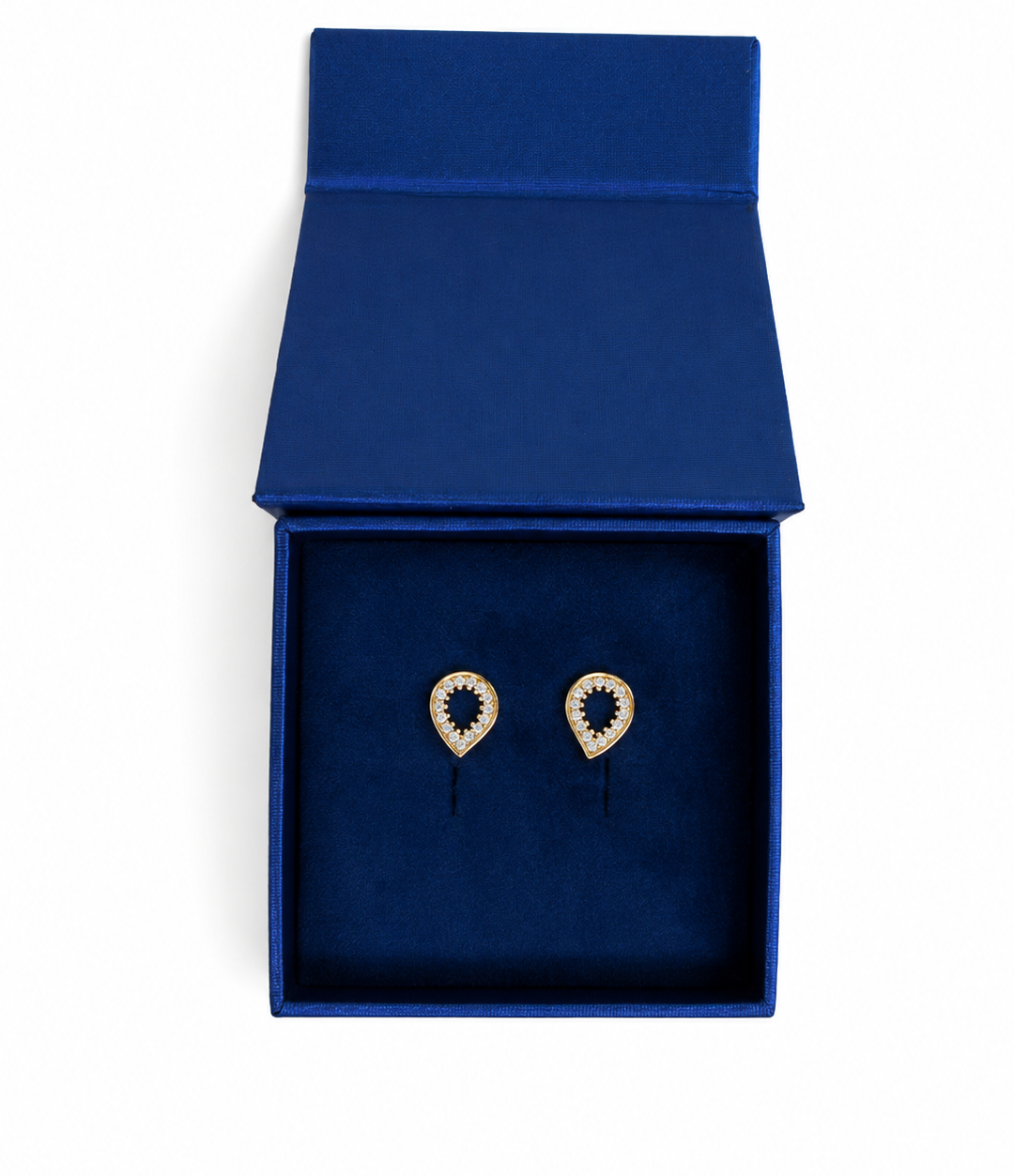 ALOMIQ Crystal Teardrop Stud Earrings for Women | Gold Plated Minimalist Earrings