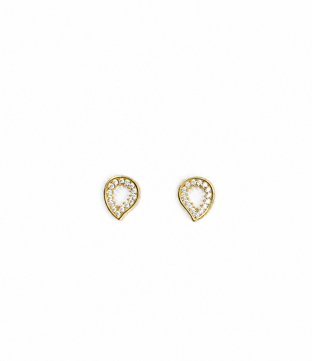 ALOMIQ Crystal Teardrop Stud Earrings for Women | Gold Plated Minimalist Earrings