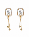ALOMIQ Luxury Crystal Tassel Drop Earrings for Women | Gold Plated Statement Earrings